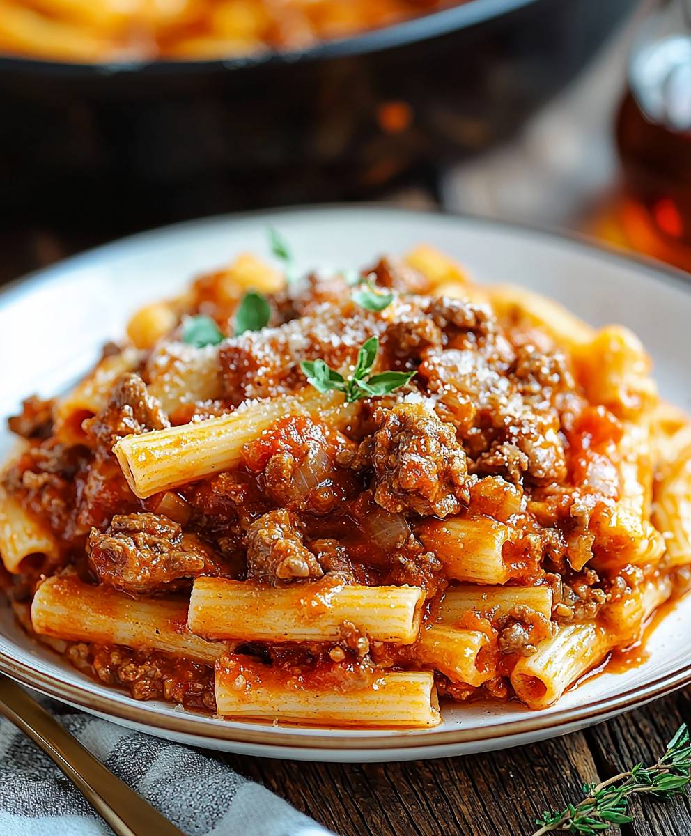 Beef pasta tomato sauce
