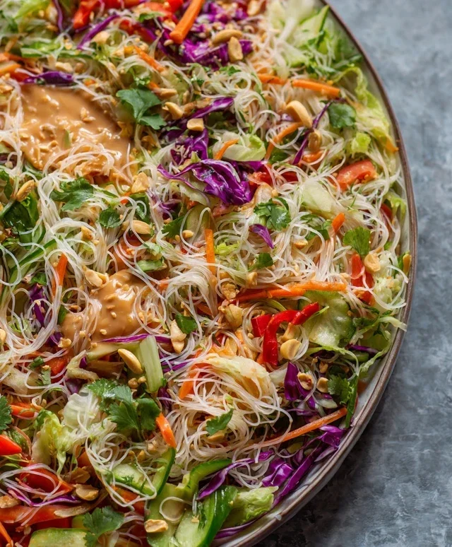 Spring Roll Salad with Peanut Dressing, gluten-free