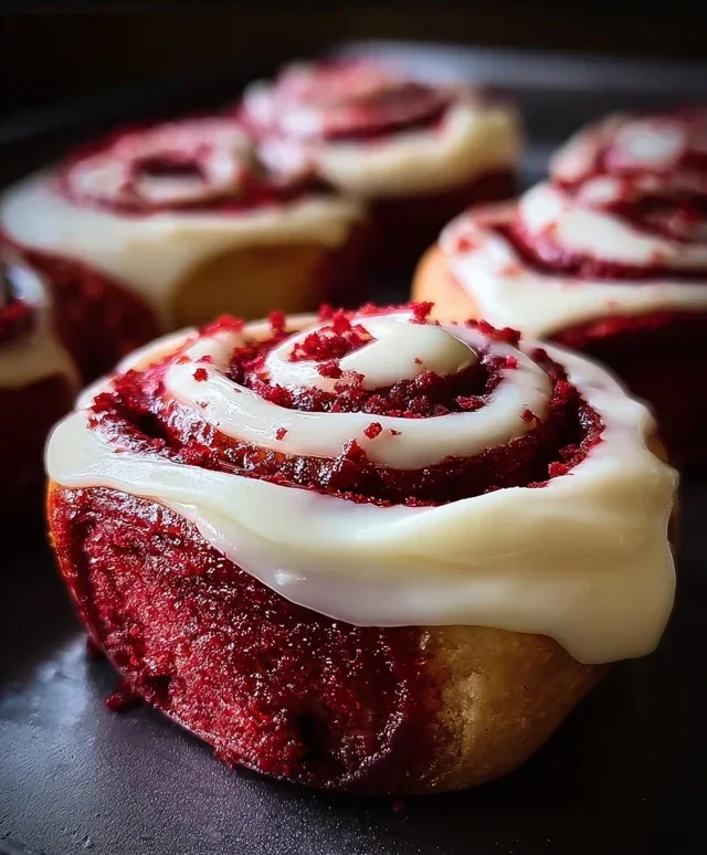 Red Velvet Cinnamon Rolls with Cream Cheese Icing