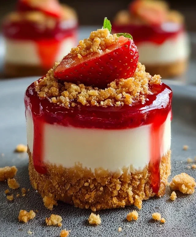 Mini Strawberry Crunch Stuffed Cheesecake
